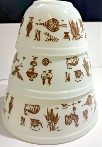 Pyrex early american brown 3pc - early,